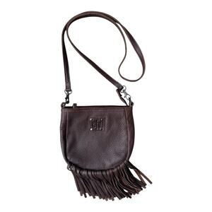 STS Ranch The Fringe Crossbody Bag Dark Brown Leather EUC